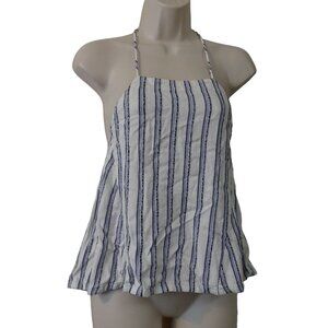 Club Monaco White Blue/Purple Striped Halter Top Women Size S Loose Fit